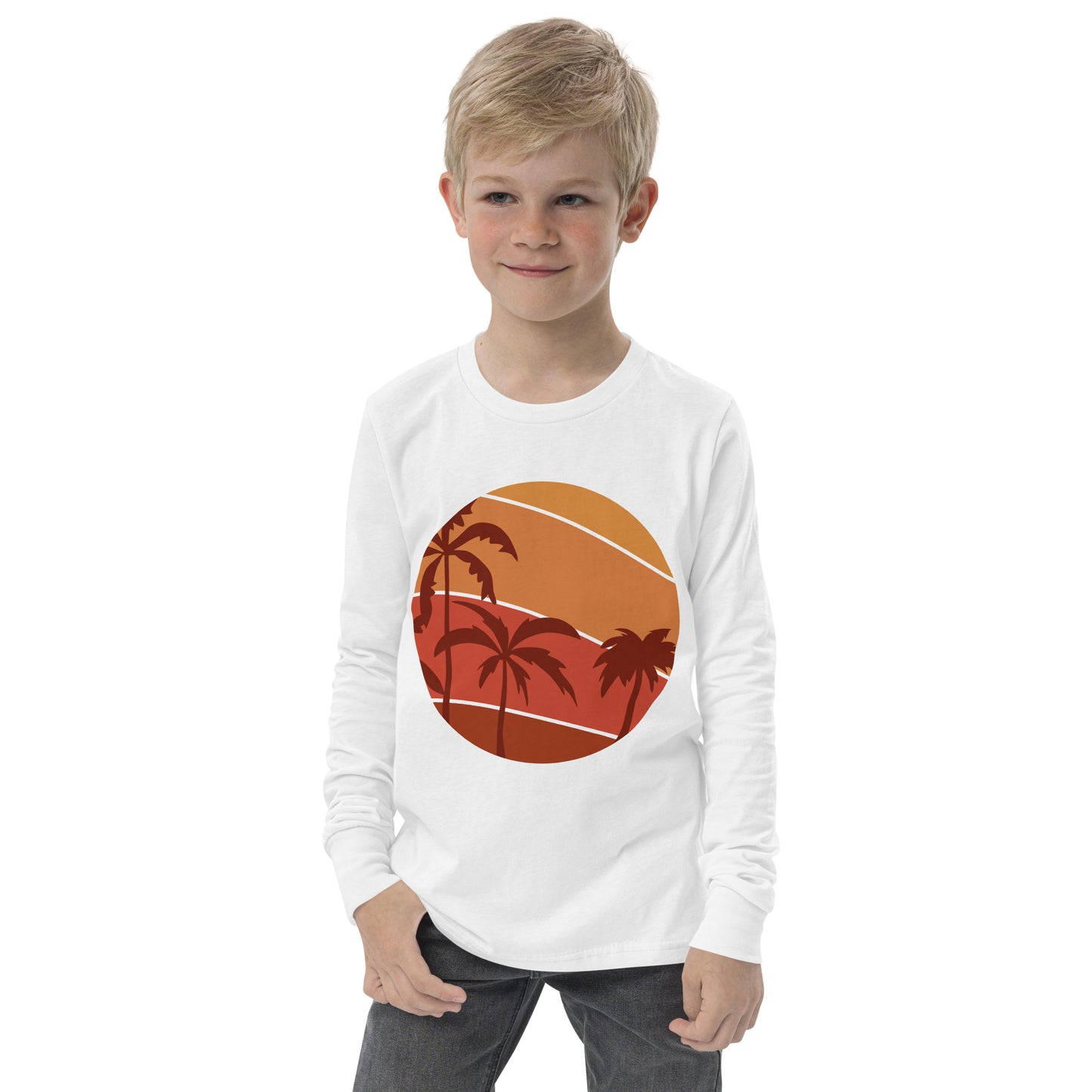 sunset palm trees boys long sleeve