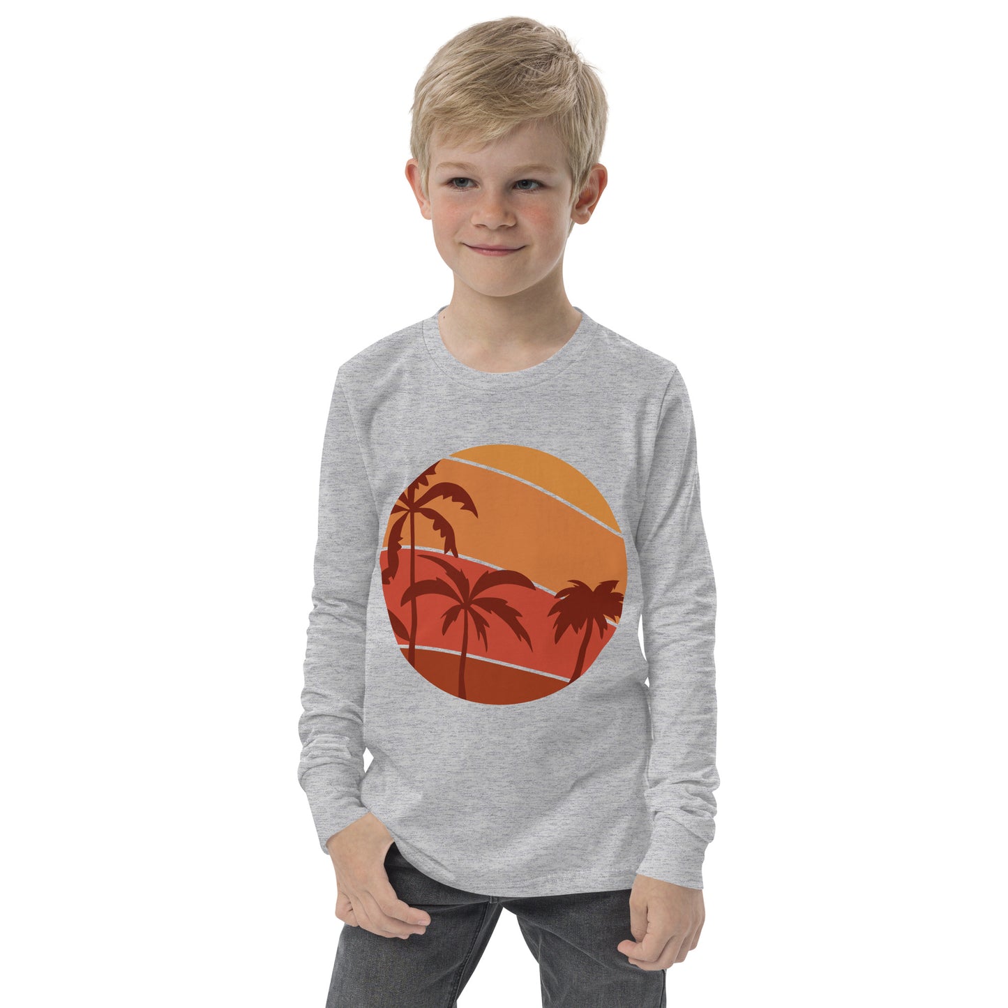 sunset palm trees boys long sleeve