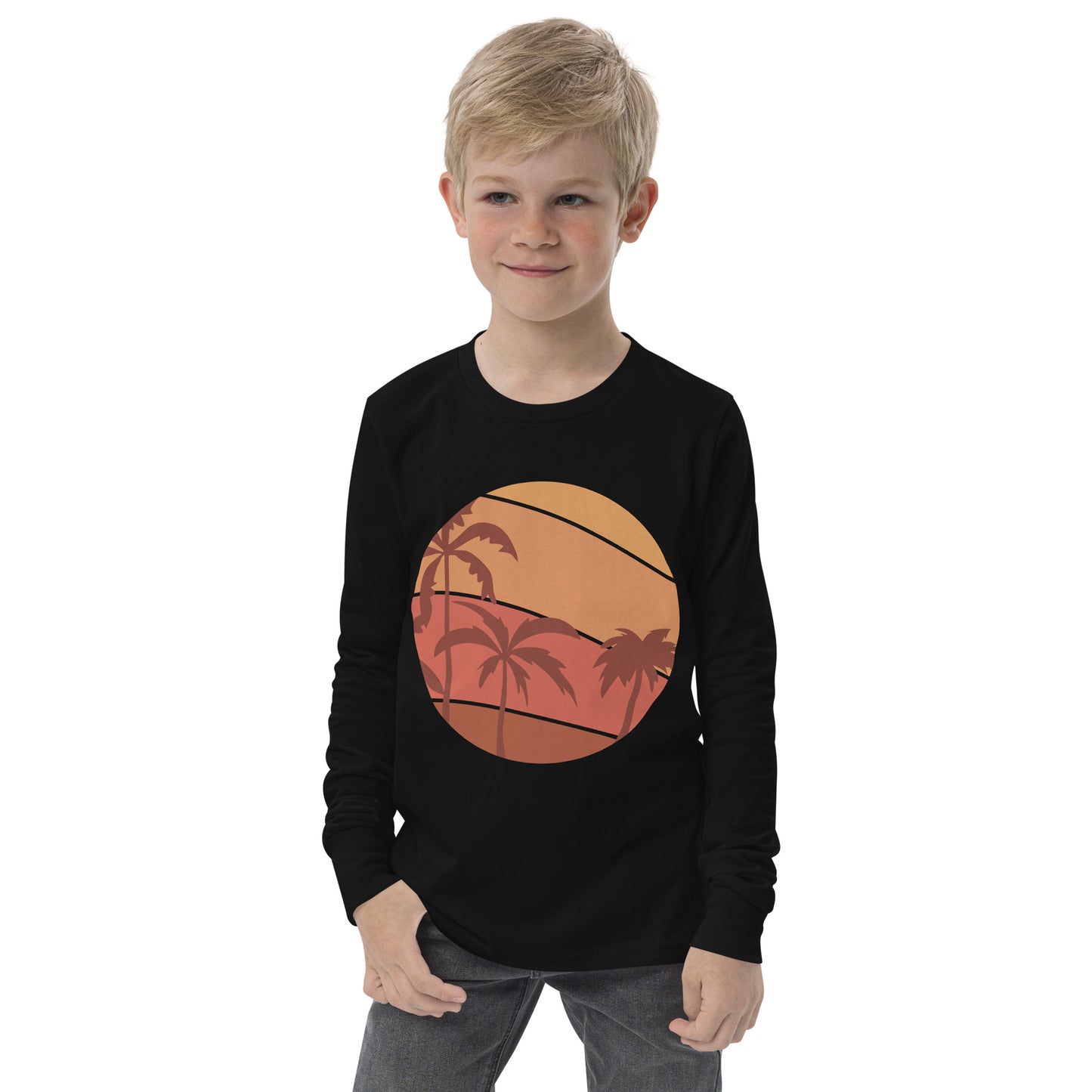 sunset palm trees boys long sleeve