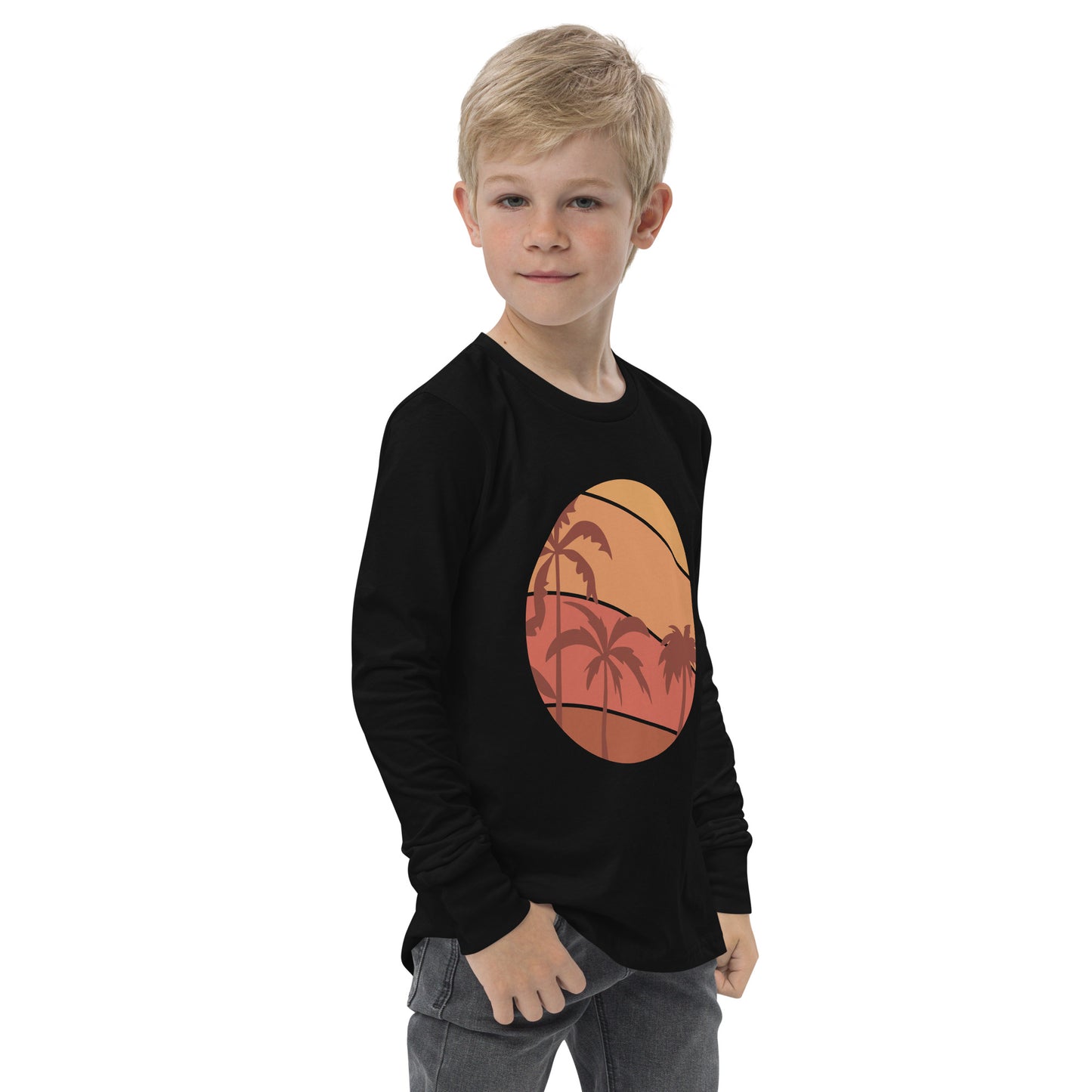 sunset palm trees boys long sleeve