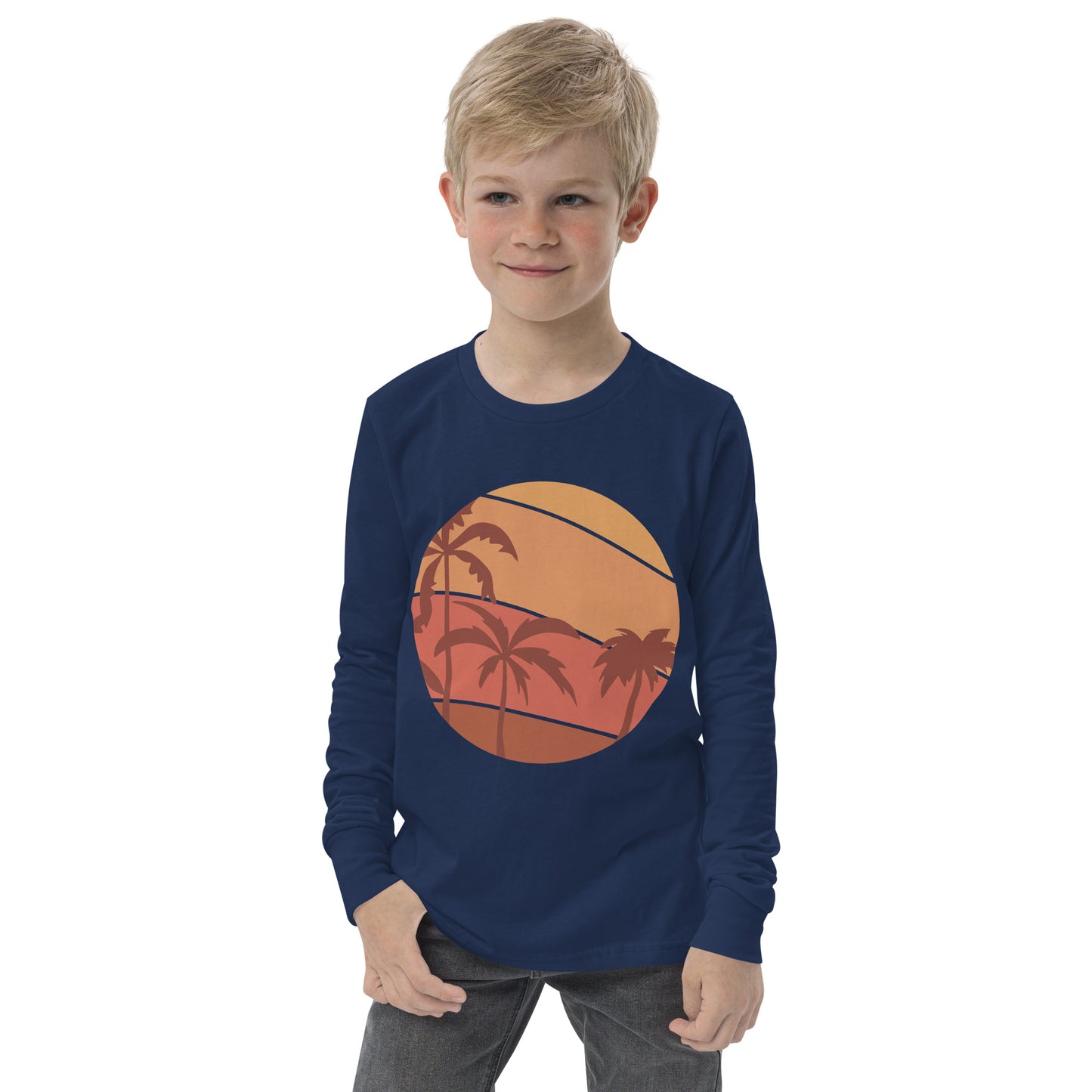 sunset palm trees boys long sleeve