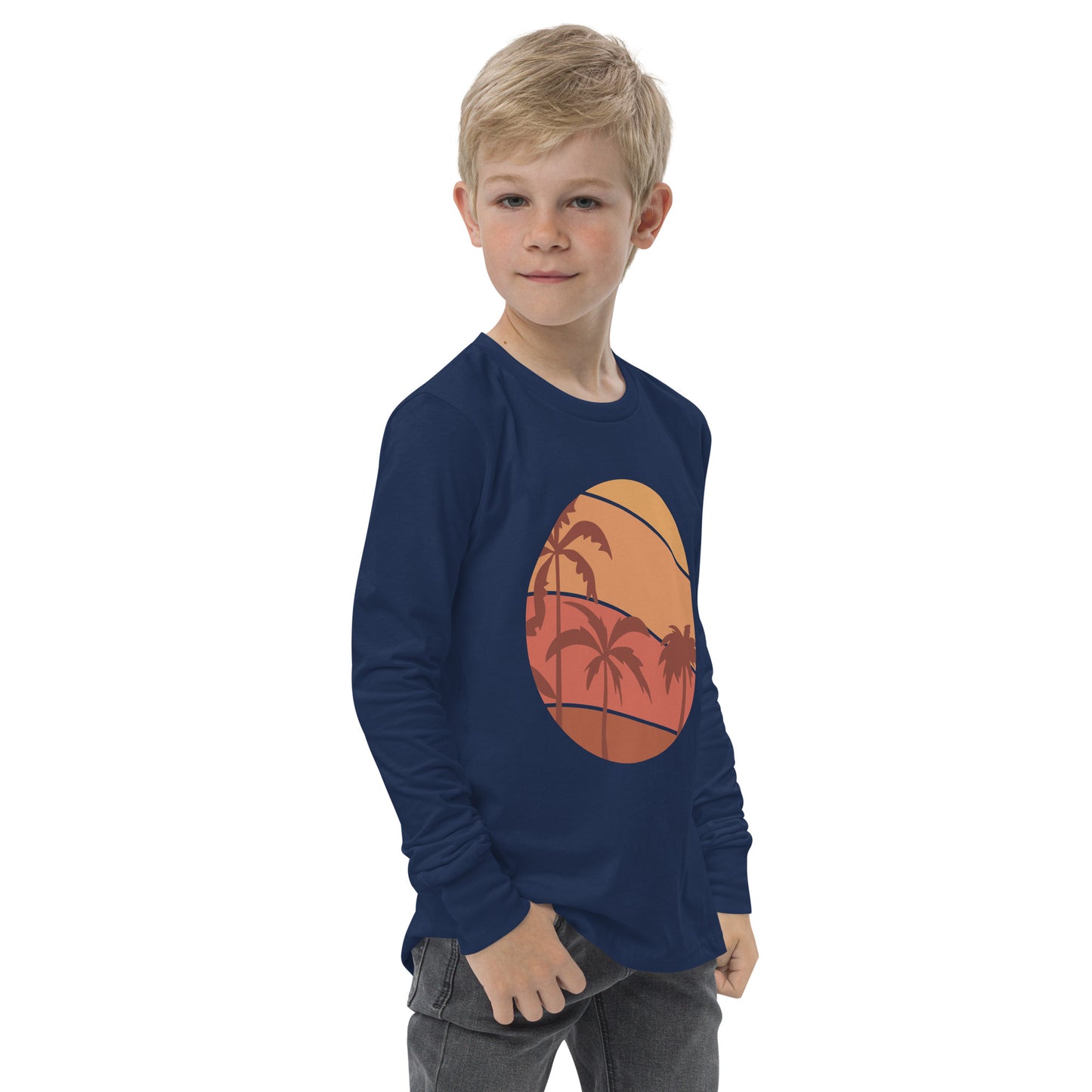 sunset palm trees boys long sleeve