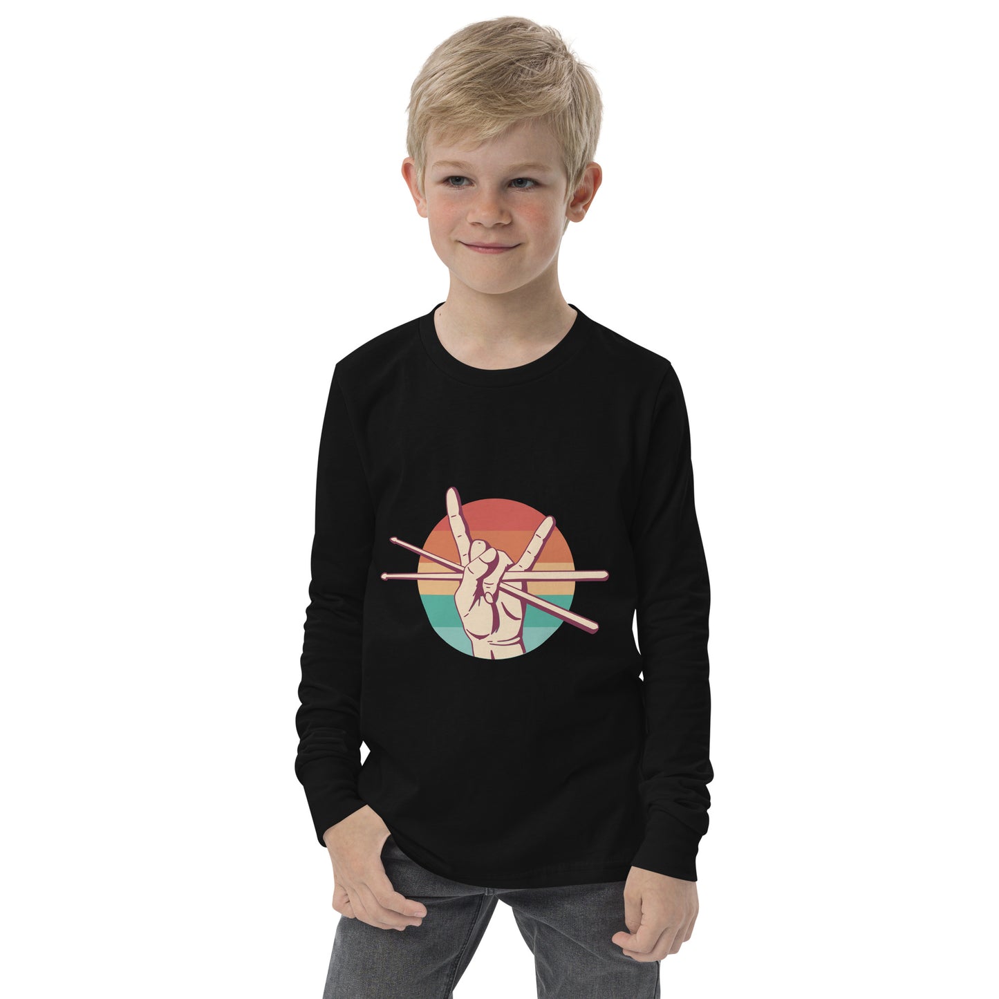 rock sign hand boys long sleeve