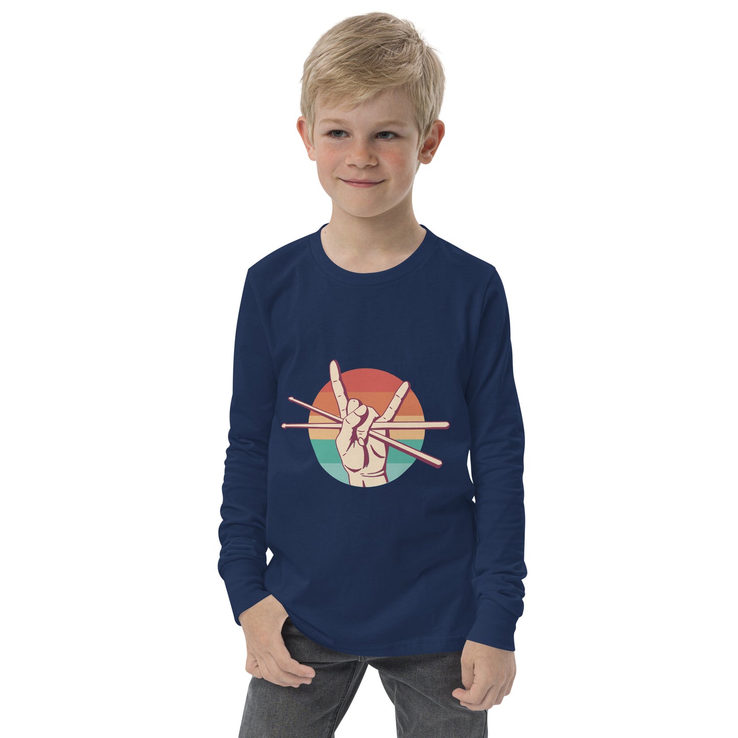 rock sign hand boys long sleeve