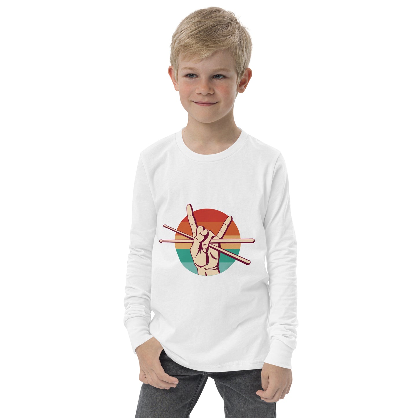 rock sign hand boys long sleeve